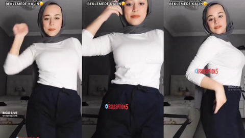 Tango Hatice türbanıyla odasında kıvrılarak poz veriyor