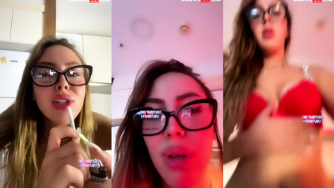semfunny tango’da gözlüklü halde memelerini açıp kalçalarını sallıyor