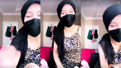 türbanlı boncuk tango’da amını parmaklayıp gözlerini kapatıyor