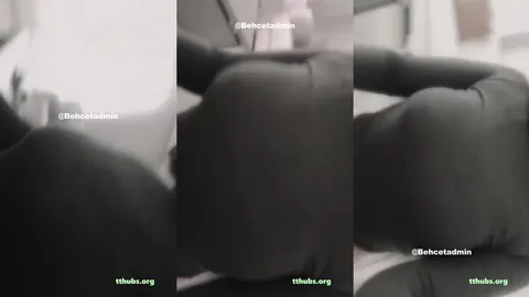 Türbanlı hatun siyah tayt üzerinden kalçasını evde okşatıyor