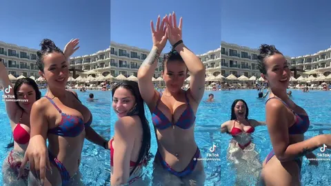 Tiktokçu kürt kuzenler havuz başında bikinili çekim yapıyor