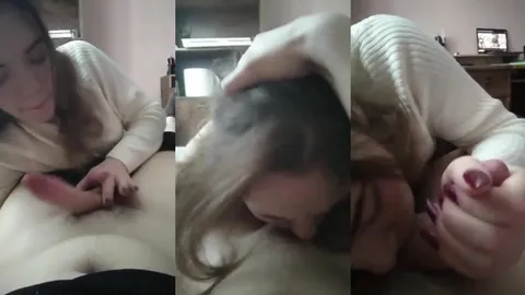 Sarışın çıtırın kafasını bastırıp tamamını sokuyor