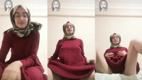 Türbanlı elbisesi altından kıllı amını gösteriyor