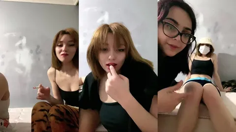 İki üniversiteli kız yayında dekolte veriyor